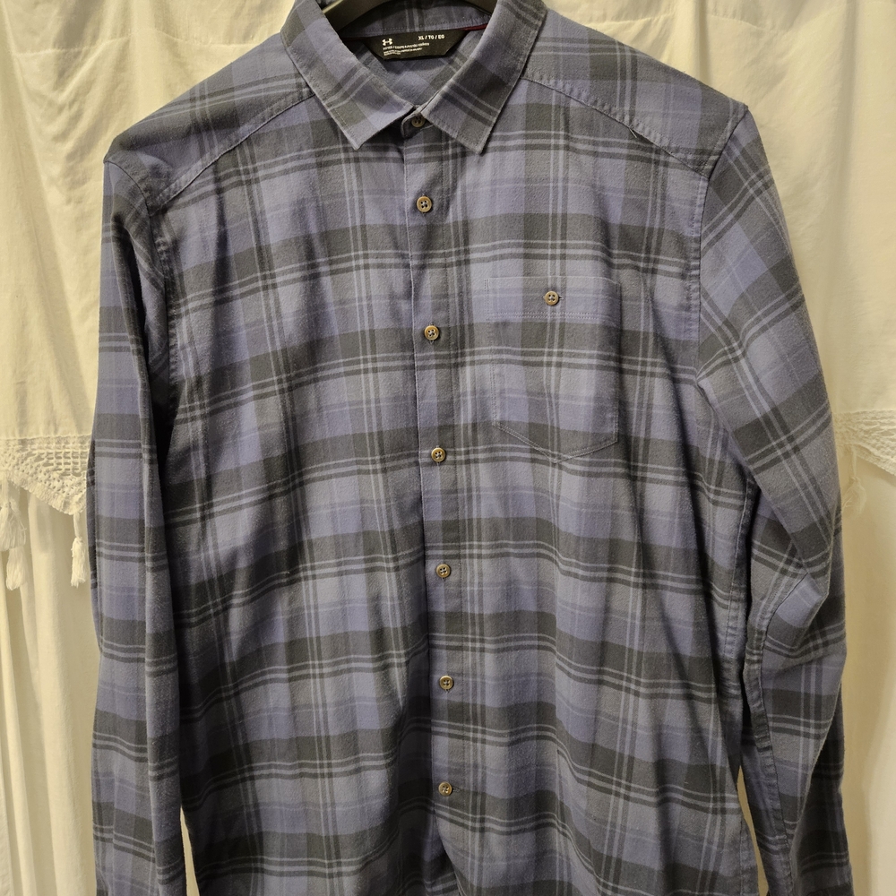 Under Armour Men's Purple and Gray Checkered Shirt